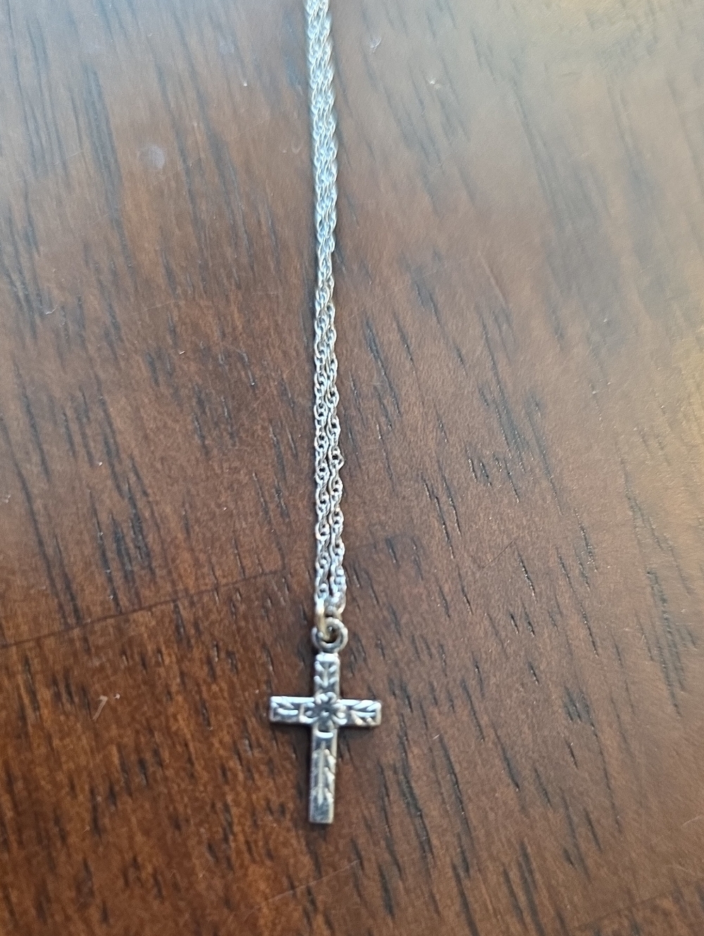 Sterling Silver Cross Pendant Necklace 16" Chain- Silver